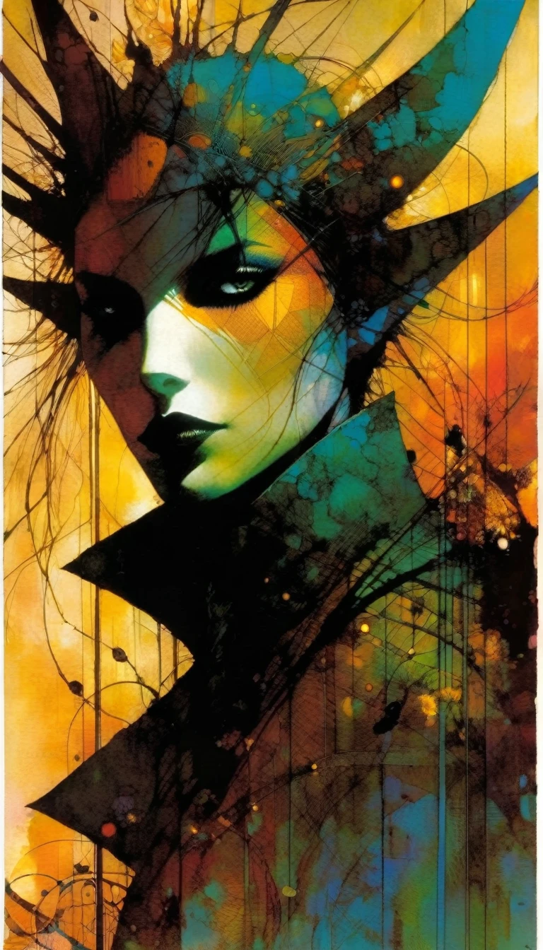 fall, art inspired by Bill Sienkiewicz and Dave McKean