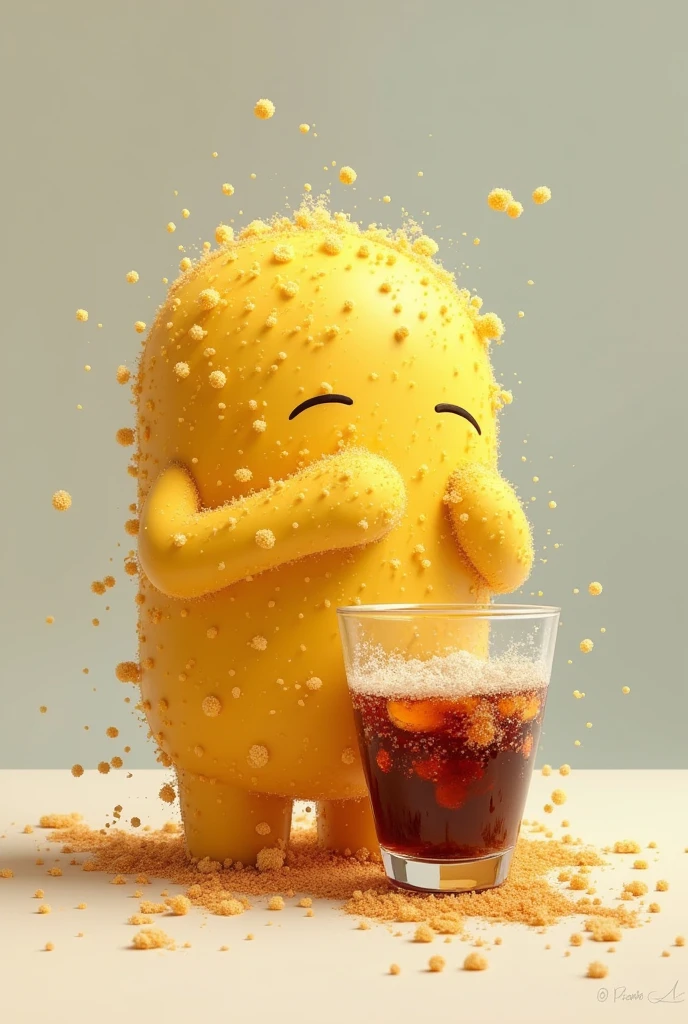 Sponge can shape with cola is written in the middle
