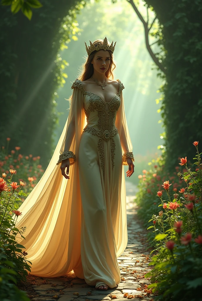 Queen walking on her back in the secret garden