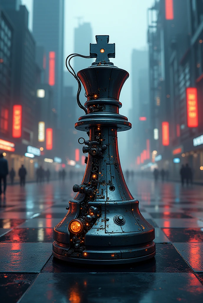 Create a symbol of a Chess Club originating from an NGO located in the suburbs mixed with a CyberPunk style.