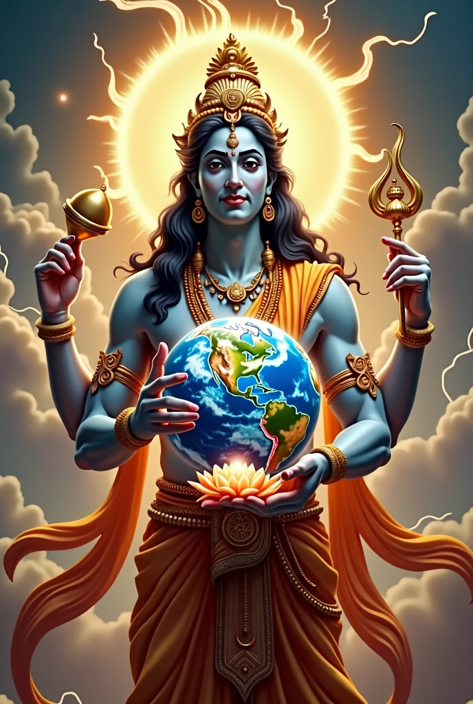 Lord vishnu holding earth in her hand