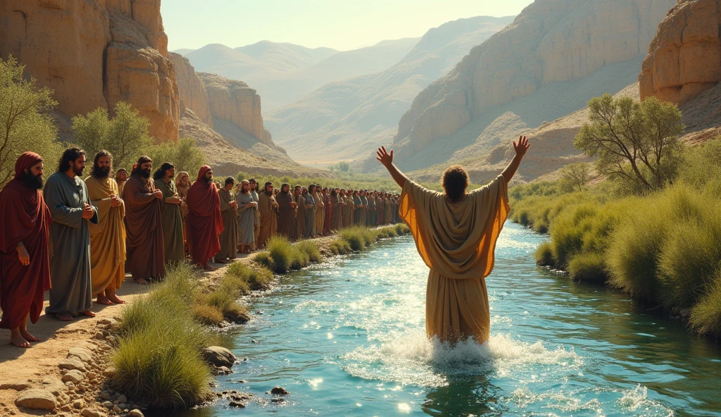 biblical history,
John, with camel's hair garments and a leather belt on the banks of the Jordan River where crowds gathered to hear him. He will baptize you with the Holy Spirit and with fire. Your shovel is in your hand, and He will clear your threshing floor, gathering the wheat into the barn, but he will burn the chaff with unquenchable fire."