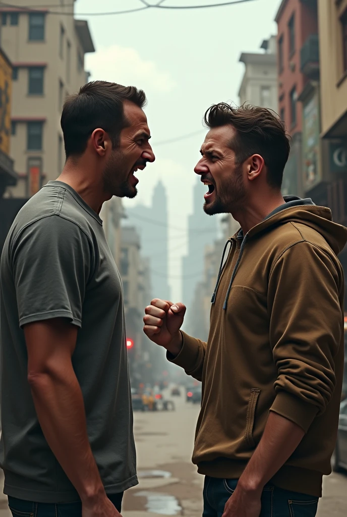 Generate images of a person arguing with another person