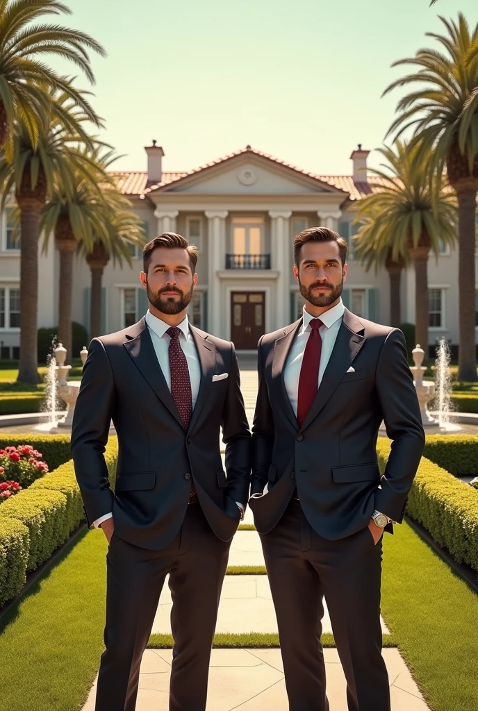 2 man
stand on his billion dollar property with is family
