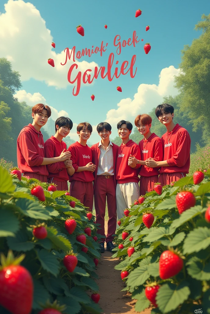 BTS members with motivational strawberries and self-love