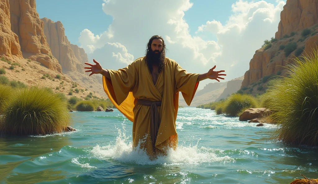 biblical history,
john Baptist, in the Jordan River baptizing