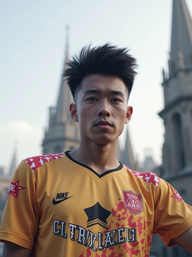 E sport t shirt , hairstyle taper fade ,