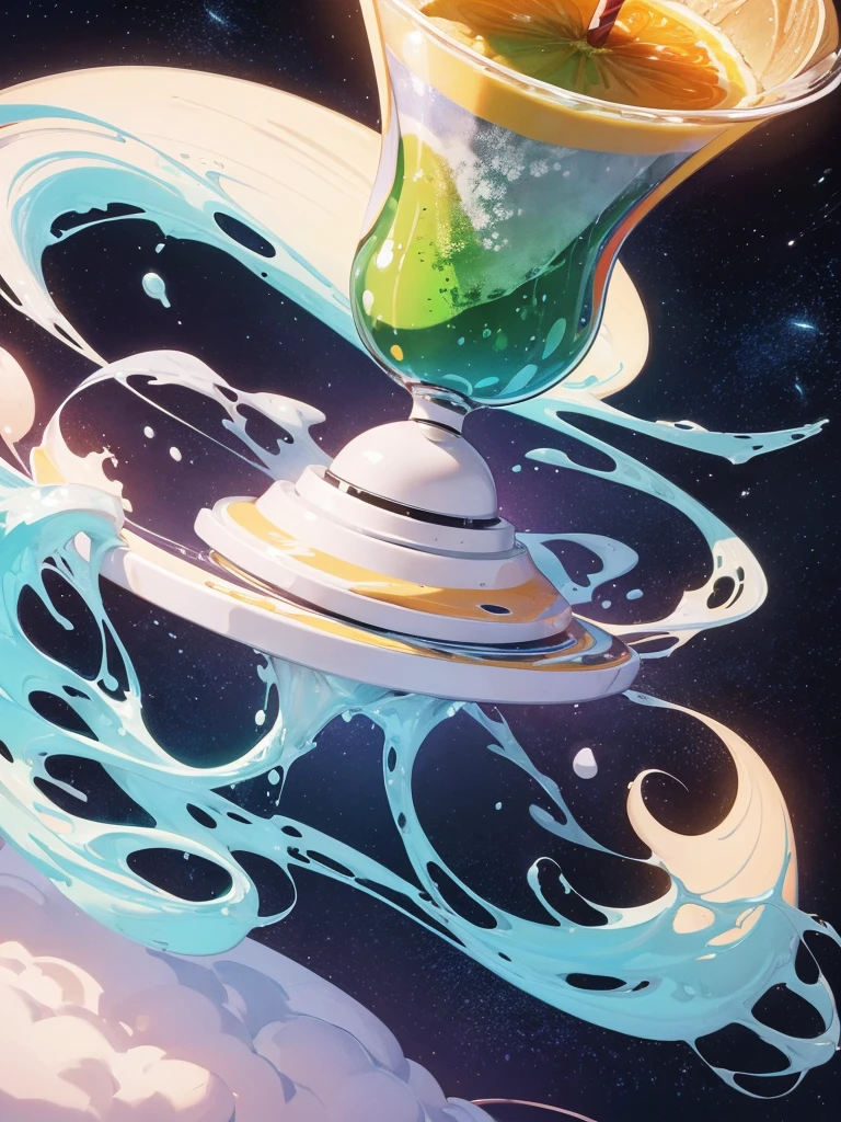 coloring page, um drink and( extraterrestrial), simple strokes, animation , animation em preto e branco, thick strokes, few detail, style cartoon, white background.