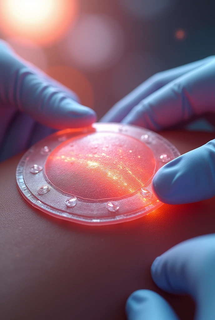 Biomedical self-repairing wound patch. Developed for use in surgery, This patch may stick to internal organs or skin., Restoring its integrity autonomously. It may also release drugs to prevent infection or promote healing..