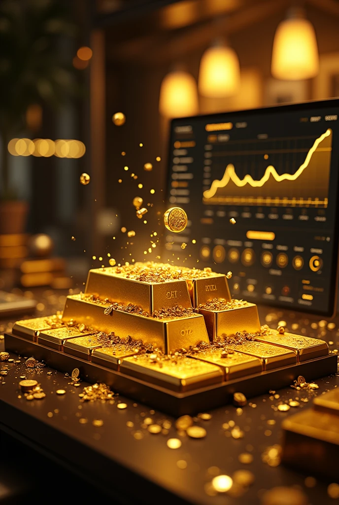Generate an image about gold team, gold bars, money, betting platform in the size to use as a cover for a whatsapp group with the wording team gold centralized online casino