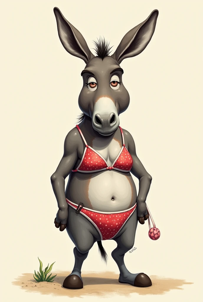 A donkey wearing a bikni