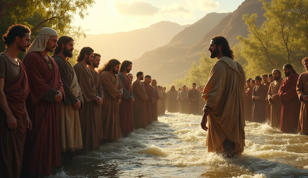biblical history,
John the Baptist in the Jordan River baptizing sinners