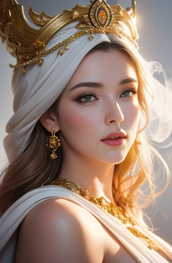 1. Exquisite Detail, Style of James Christensen: 4k, 30-megapixel, 85-mm-lens, Sharp-Focus, Long Exposure Time, f/8, ISO 100, Shutter-Speed 1/125, Diffuse Back-Lighting, Award-Winning Photograph, Portrait of a ????? (Snow Goddess), Monovisions, Facing-Camera, Looking-Into-Camera, Small Catchlight, Low-Contrast, High-Sharpness, Symmetry, Depth-of-Field, Golden Hour, Ultra-Detailed Photography, In