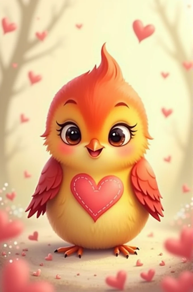 Bird with heart lines