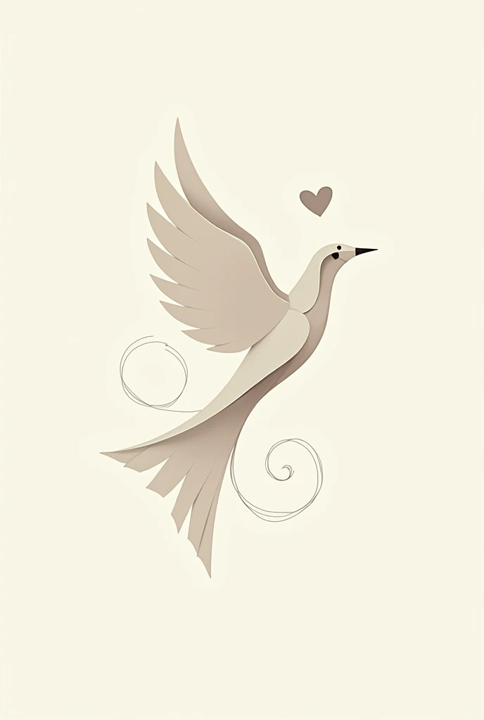 Minimalist bird with heart lines 