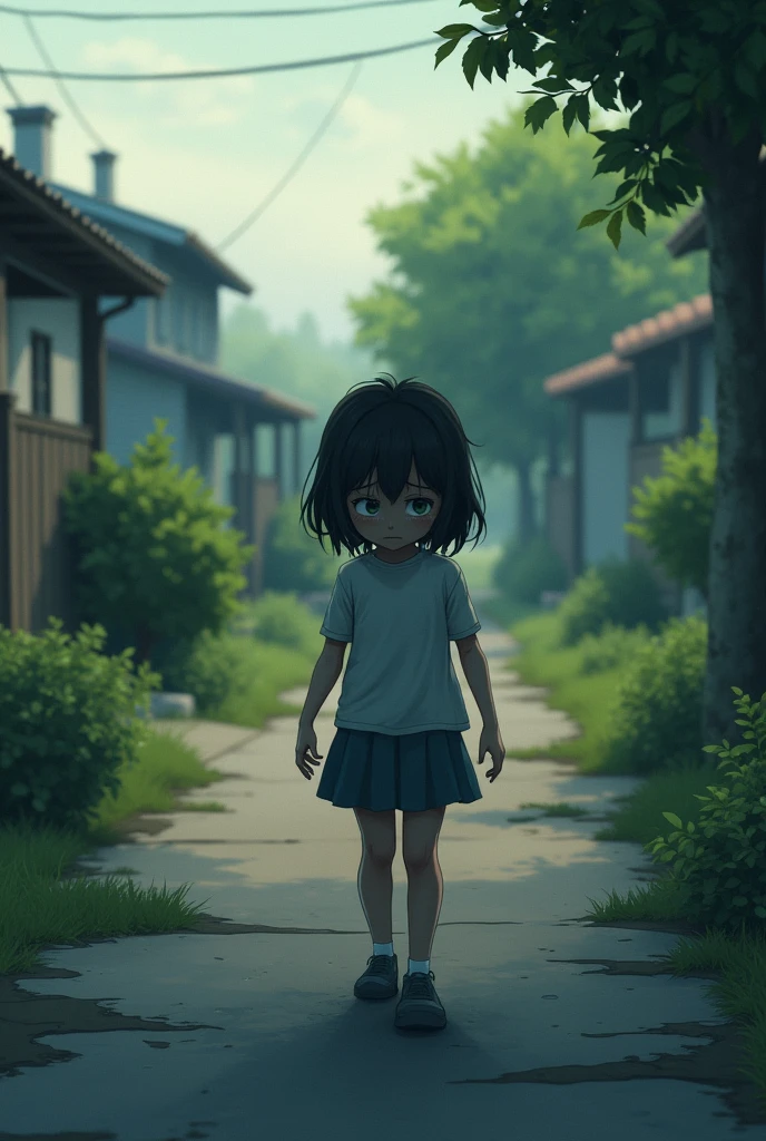Girl cry and goes to home