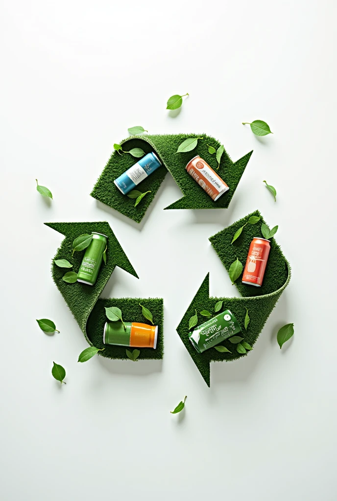 create an art with a white background with the theme of recycling 'without any human figure and just to raise people's awareness