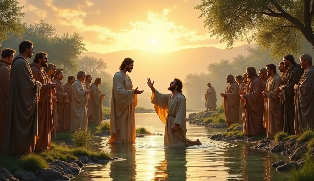 biblical history,
jesus and john the baptist in the jordan river john the baptist rejoices in the fleece and the sinners