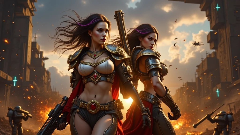 Masterpiece, a beautiful female warrior, (gal Godot:Sarah Silverman:0.5), high detail leather armor, (medium breasts), strong muscular body, short filthy hair, undercut, legs, (high fantasy battlefield environment), HD, (skin texture:1.1), best quality, ultra high res, (photorealistic: 1.4), Raw photo, by Ellen von Unwerth, Nikon D850 Film Stock Photography, F1.6 Lens, Rich Colors, Realistic, Cinestill 800, backlight, rimlighting, studiolighting, sunlight, close-up