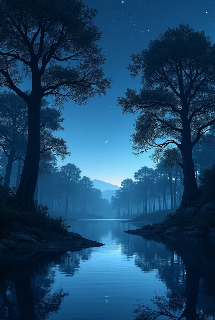 realistic night nature reflective background