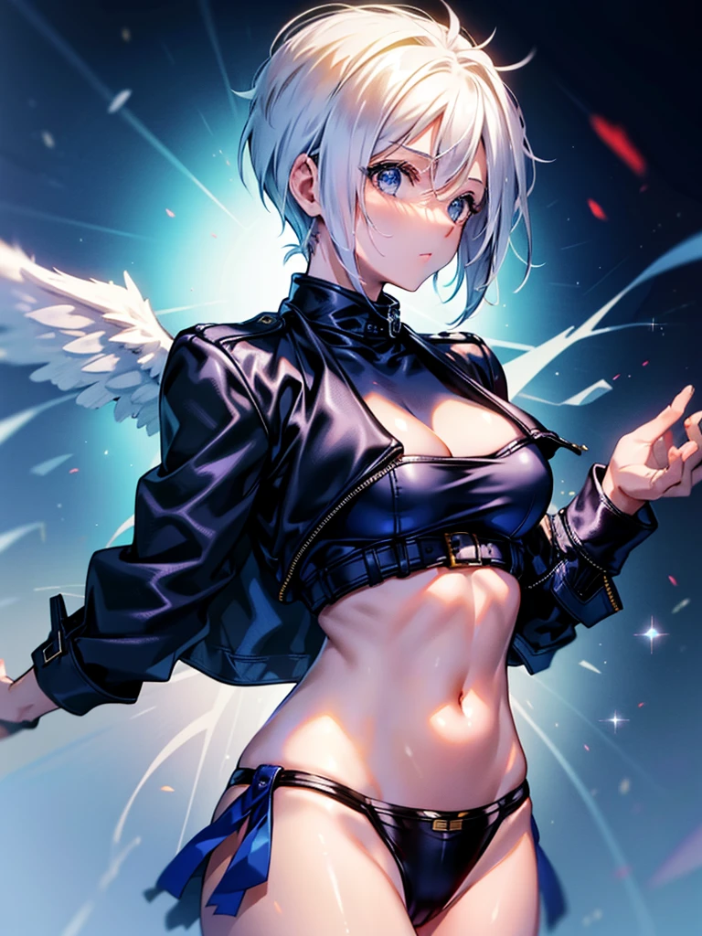 Upper Body, One girl, (Angel MS:1.4), Large Breasts, panties, Diaphragm, The other side, Watching the audience, (Neckline), Cropped jacket