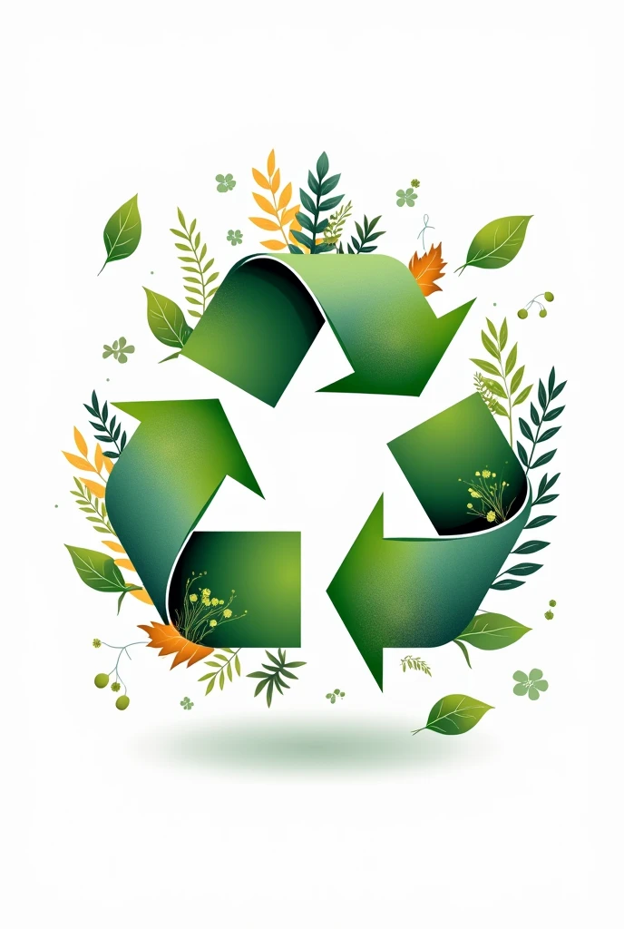 create an art with a white background with the theme of recycling 'without any human figure and to raise people's awareness you can only use
