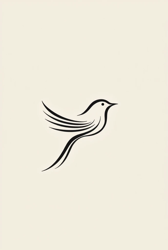 Minimalist bird with heartbeat lines 