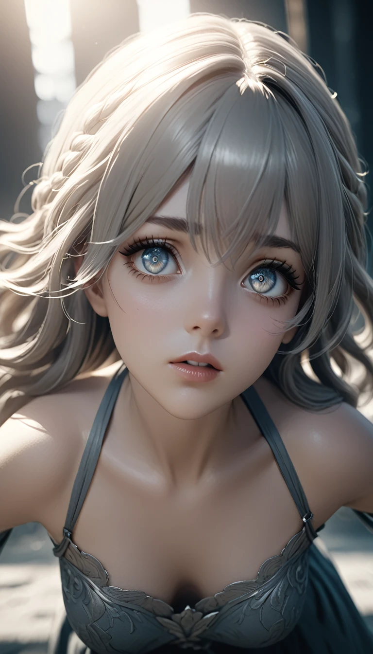 1girl, beautiful detailed eyes, beautiful detailed lips, beautiful detailed face, long eyelashes, looking at viewer, facing forward, open arms, serene expression, delicate skin, fine detailed hair, ambient lighting, cinematic composition, muted colors, soft focus, photorealistic, 8k, best quality, masterpiece