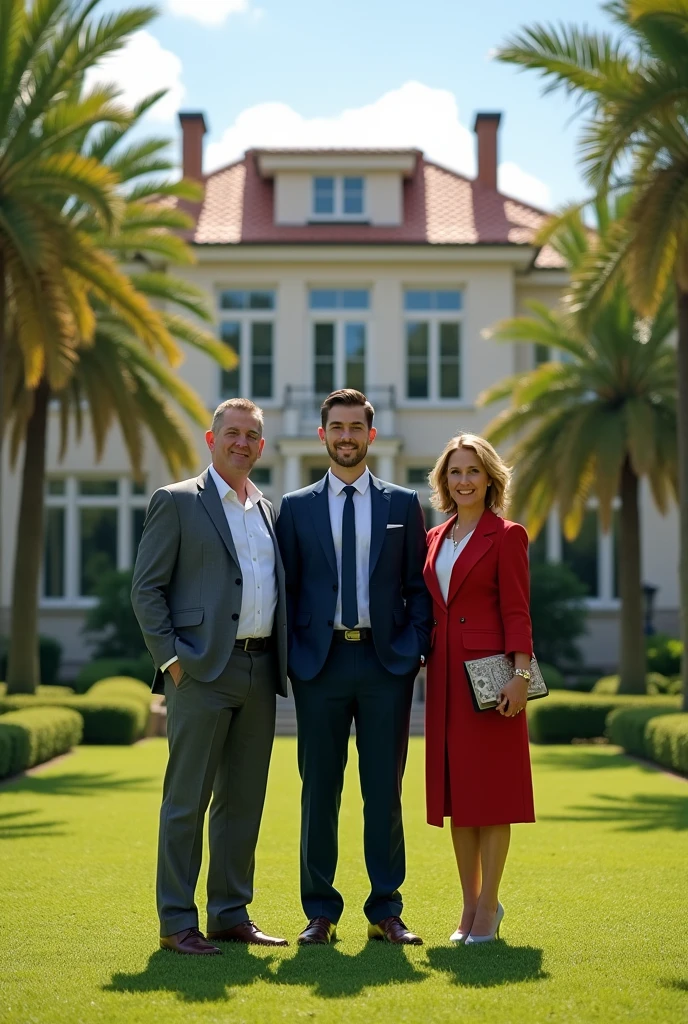 A 22 years man
 stand on his billion dollar property with is family.
And his side one Thar and ninja 
