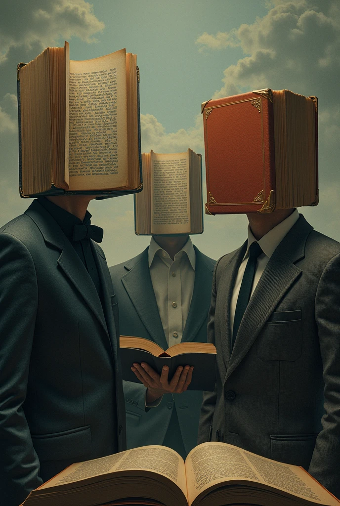 People with book heads