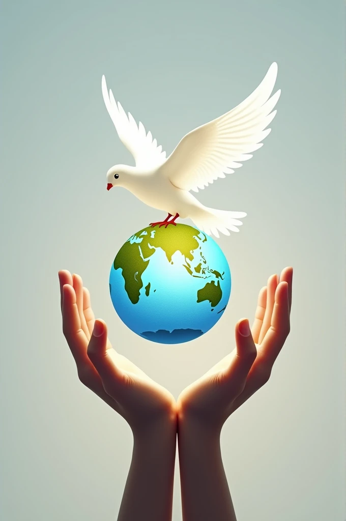 Church Logo A white dove landing on a globe positioned on two palms 