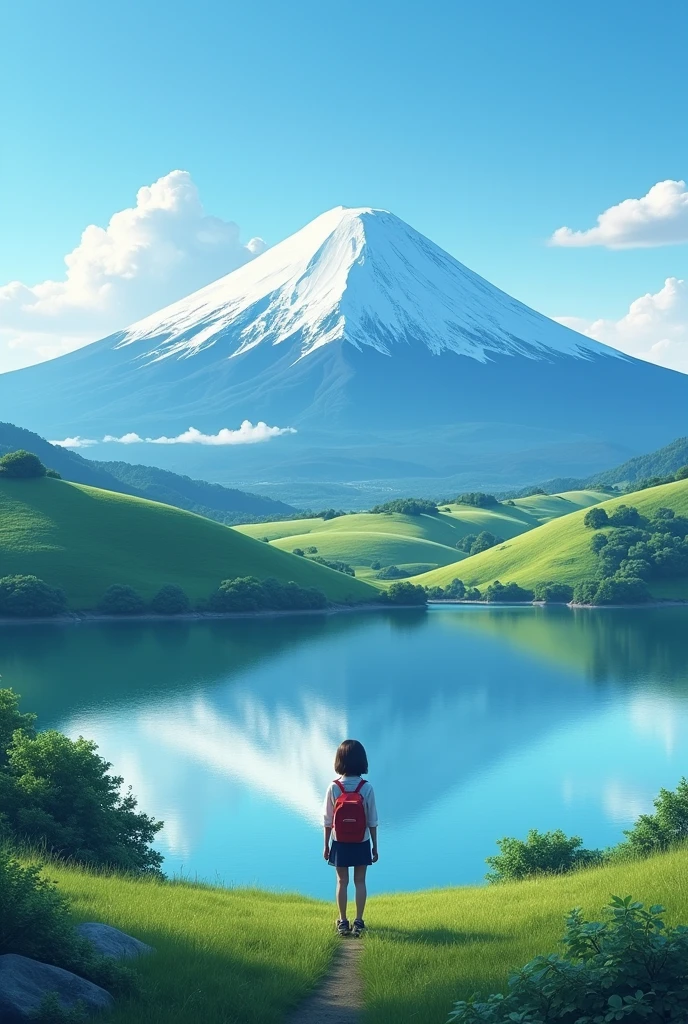 I am standing facing Mt. Fuji.
