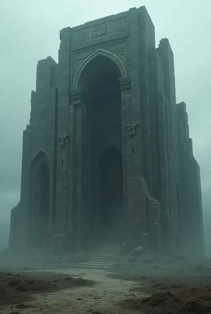 A stone temple distorted from terror community