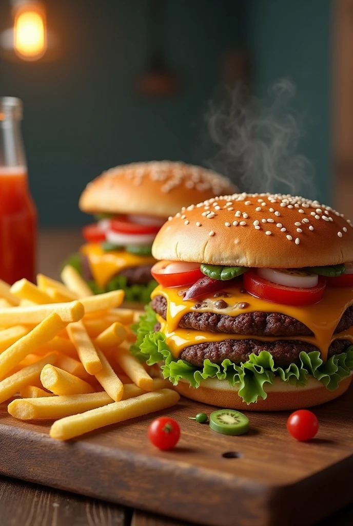 hamburgers with fries