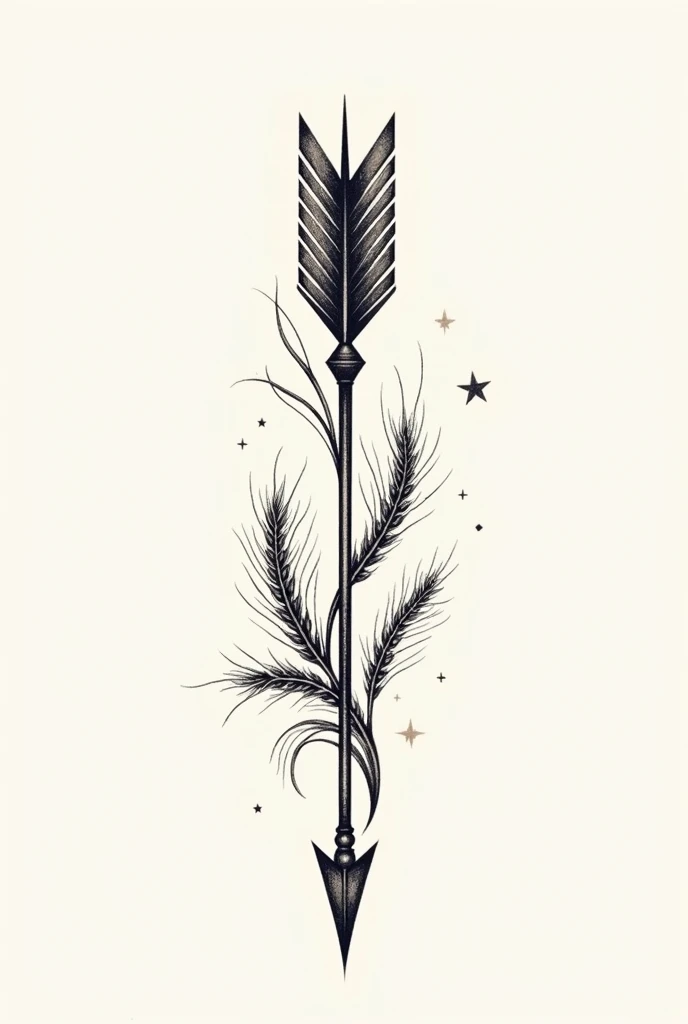 Sagittarius Arrow Tattoo, a wave or drop of water for the scorpion and around the arrow, leaves or a sprig of wheat for the virgin