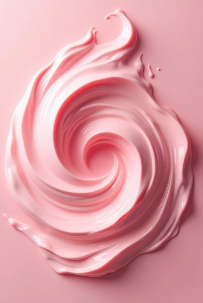 Reverse swirl coming from below in 3D of strawberry yogurt