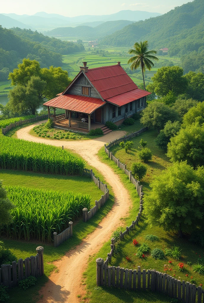 One farm house in 10 acre farm 5 acre in sugarcane farming and 2 acre have mango tree and 2 acre have lots of fruits tree