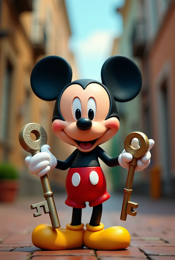 Cute Disney Character Cartoon, keys and mister madruga, it is a photo graph and clicks the photos focusing on the camera 


