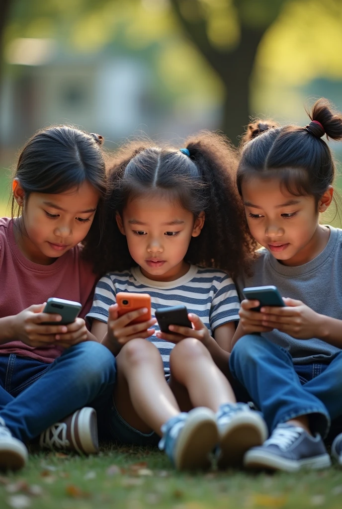 (photorealism:1.2). 2 filipina girls, 1 is , other is , sitting on a falling tree. Both wearing a bit dirty clothes, dirty face. Each girl listens to one side of the headphone connect to an old, screen broken phone which the is holding. is having a mental breakdown, crying, cover her face with 1 of her hand. is looking at the other girl with insensitivity
