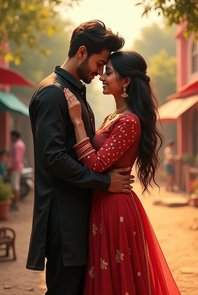 A Punjabi 17 years boy wear black reality gir Bell bottom and huddi ladki ladka romance karte hue love beautiful sardar sardarni