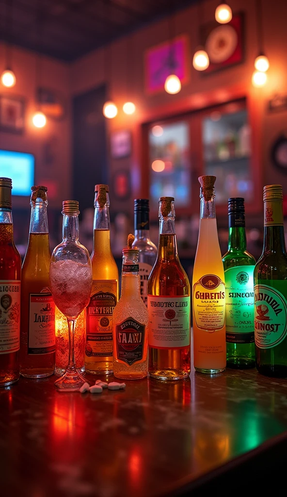 An invitation to my birthday party on Saturday, September 7th. That says you have to bring alcohol, that the photo has many bottles,  Lots of shots with alcohol and a nice background atmosphere