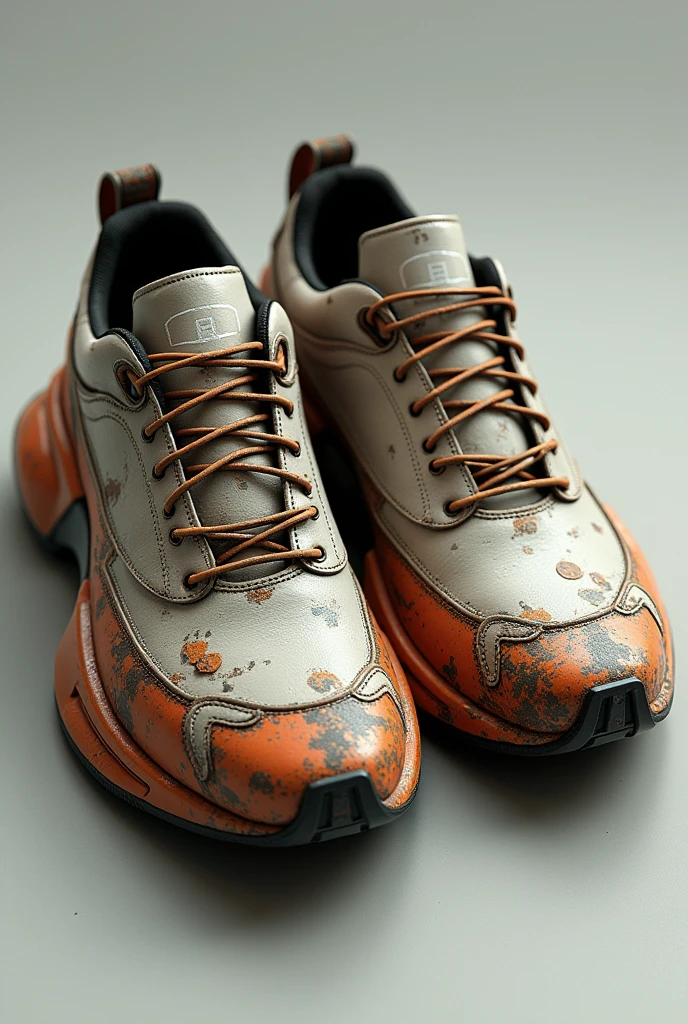 Rocket sport sneakers with turbines on the sole of the foot model 3D Rusty and worn