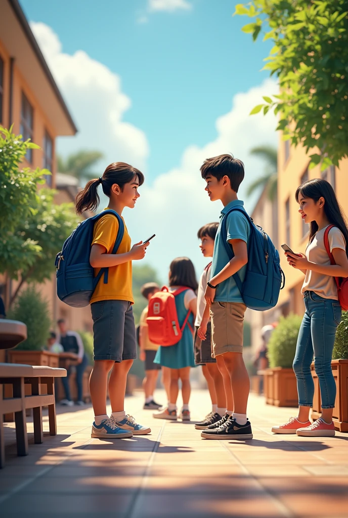 Input and output images of students at school on a daily basis