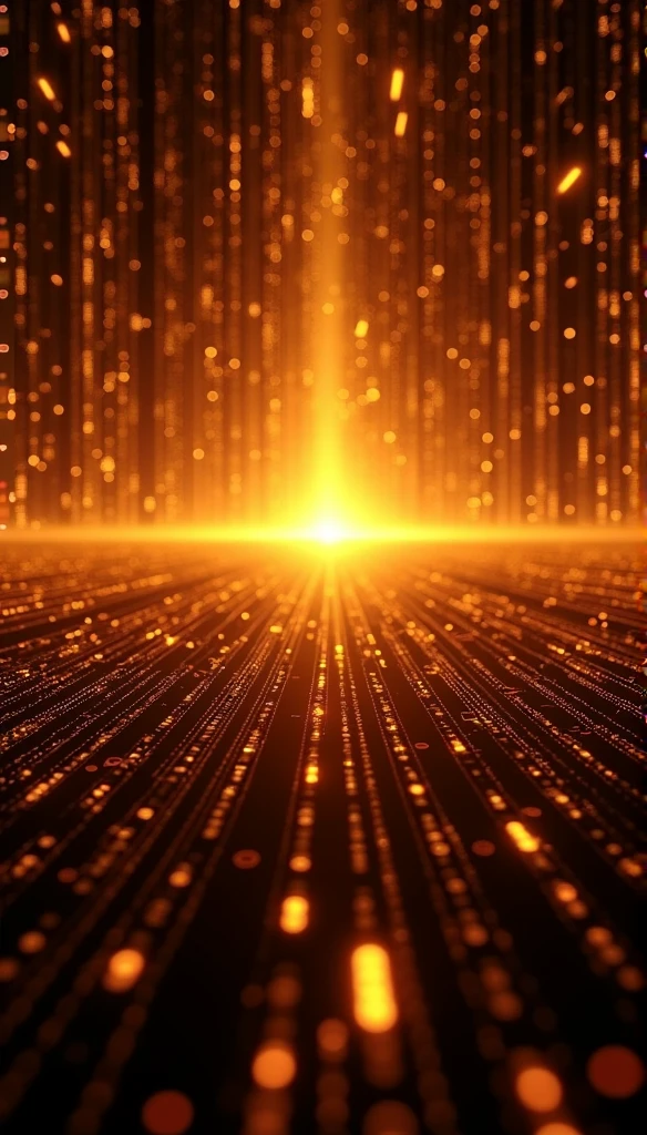 golden background, Orange and Black with a Light in the Middle full of lines spreading to all sides with lots of data and sales statistics for Ebook cover
