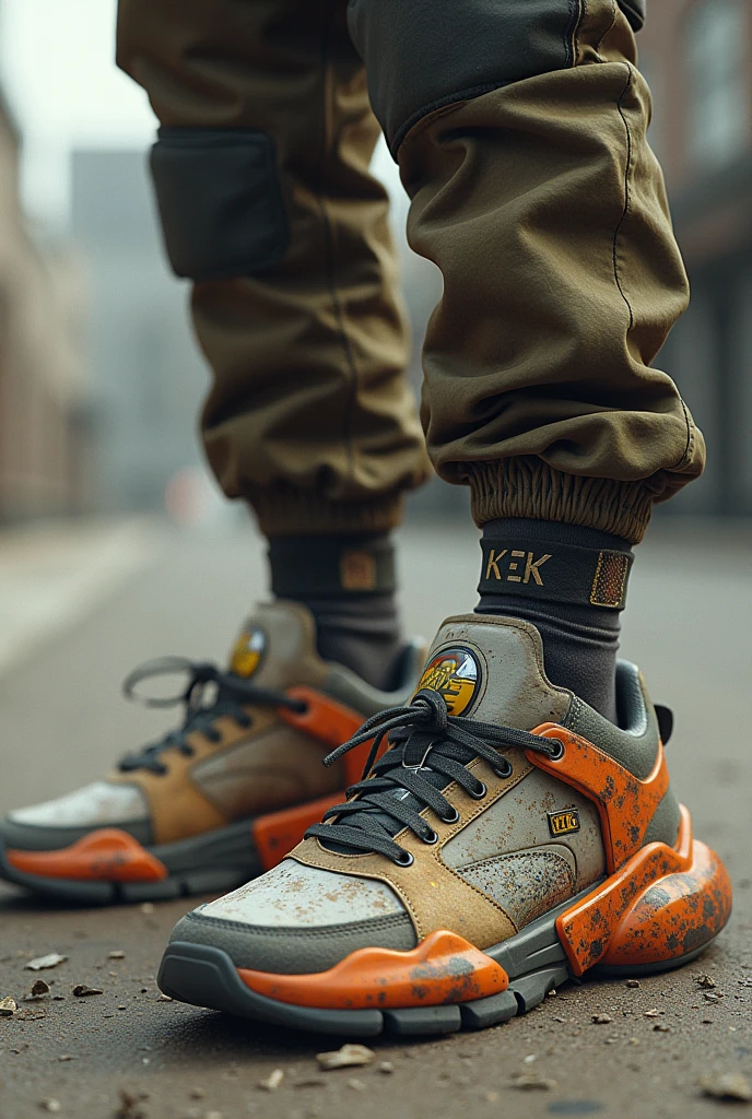 Rocket sport sneakers with turbines on the sole of the foot model 3D Rusty and worn