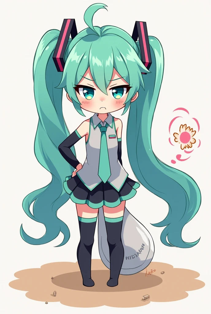 hatsune miku, farting, angry, cute, fart, thigh high socks