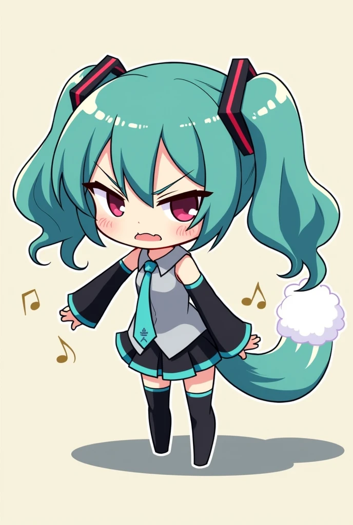 hatsune miku, farting, angry, cute, fart, thigh high socks