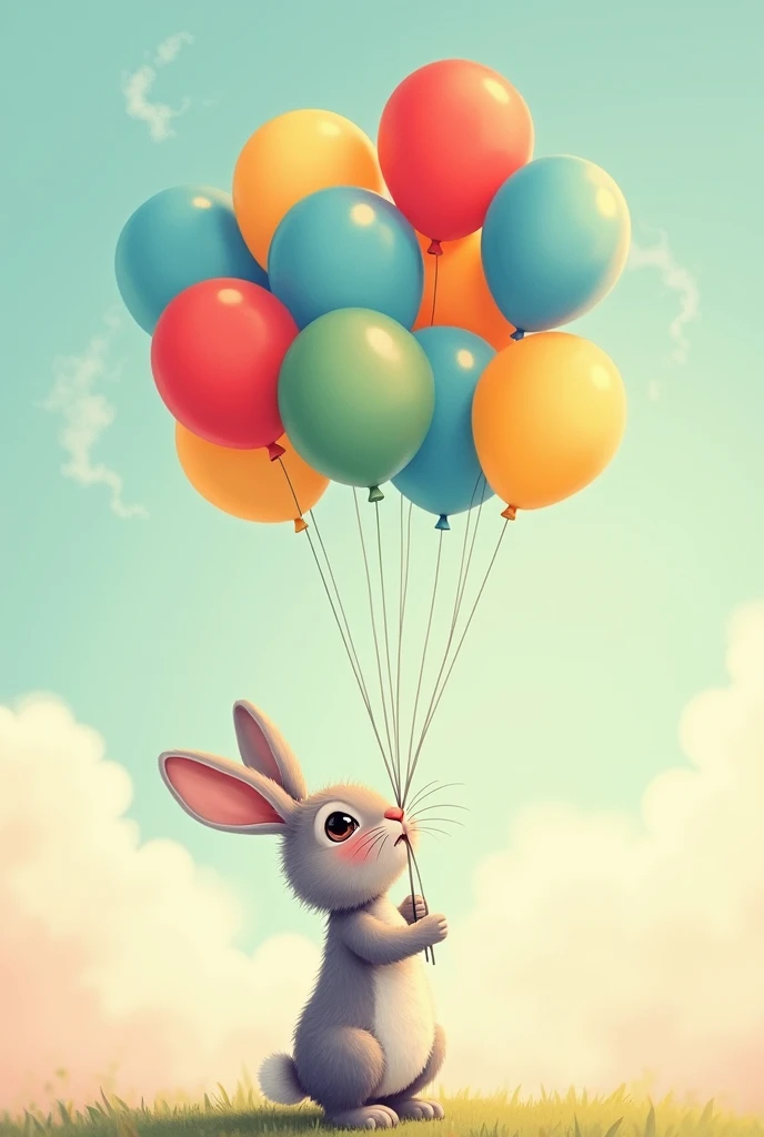rabbit with nine balloons in hand