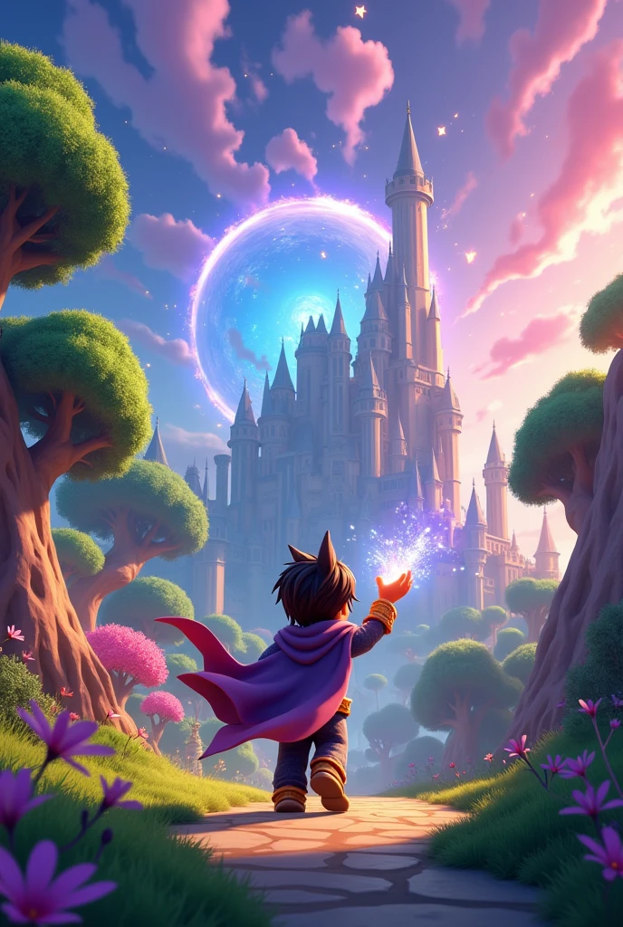 can you create an image of a roblox magic adventure game