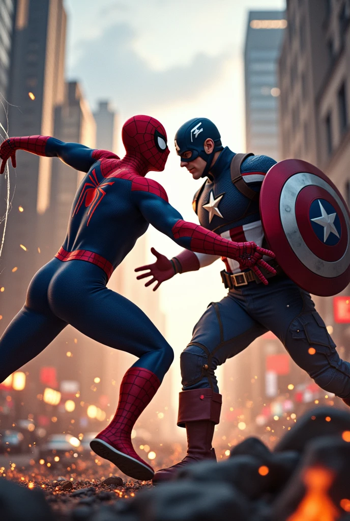 Spider man fighting with captain America